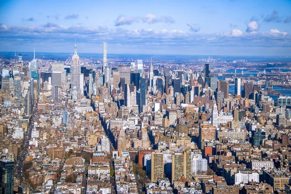 Skyline Légifelvételek Manhattan Felhőkarcoló New York — Stock Fotó