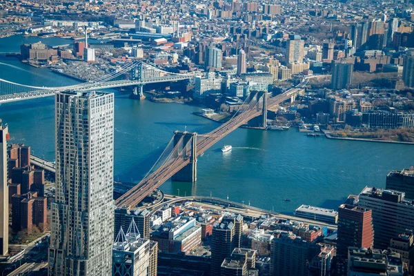 Légi Felvétel Brooklyn Híd Manhattan Híd New York — Stock Fotó