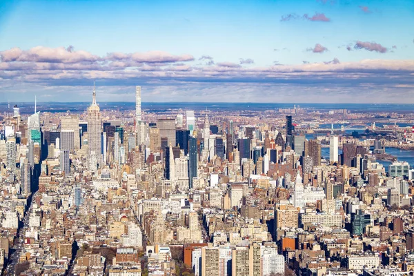 Skyline Flygfoto Över Manhattan Med Skyskrapor New York Oss — Stockfoto