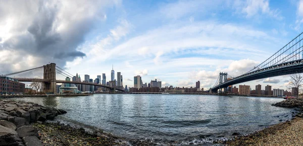Panoramic View Manhattan Brooklyn Bridge New York Usa — Stock Photo, Image