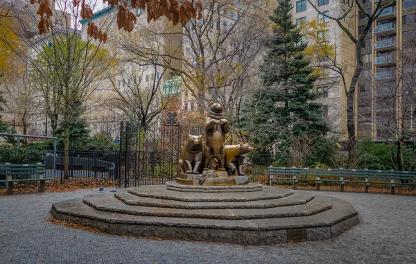 Escultura Osos Central Park Nueva York Estados Unidos — Foto de Stock