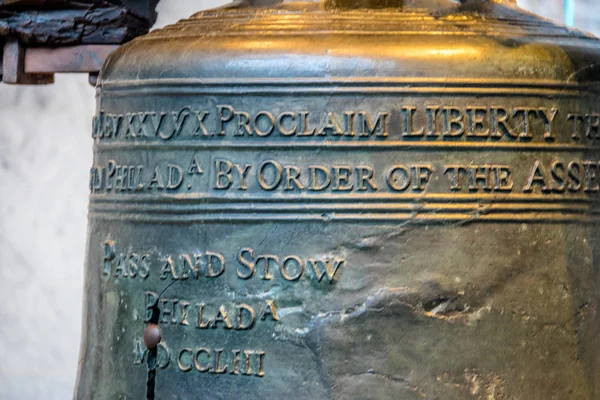 Liberty Bell Detalj Philadelphia Pennsylvania Usa — Stockfoto