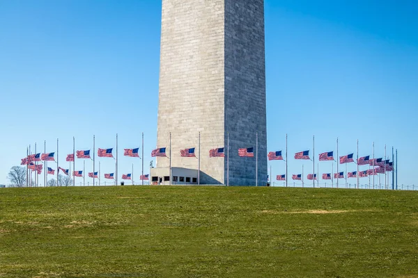 Bandiere Degli Stati Uniti Intorno Alla Base Washington Monument Washing — Foto Stock