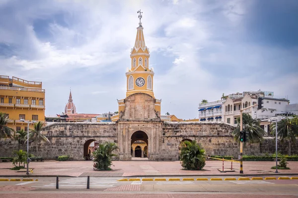 Portão Torre Relógio Cartagena Índias Colômbia — Fotografia de Stock