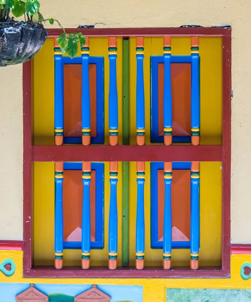 Colorful Wooden Window Guatape Colombia — Stock Photo, Image