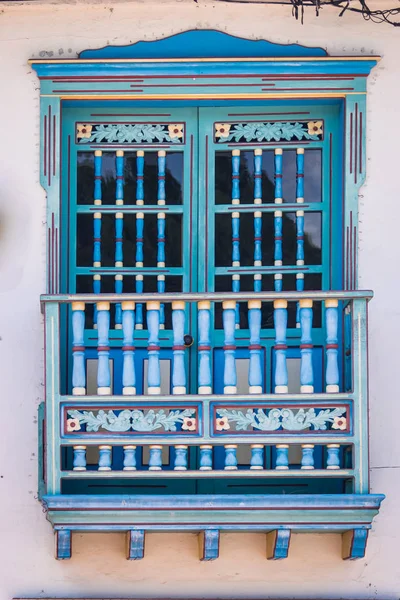 Färgglada Trä Fönster Guatapé Colombia — Stockfoto