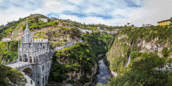 Panoramic view of Las Lajas Sanctuary - Ipiales, Colombia