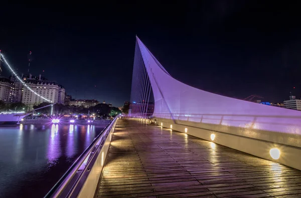 Міст Жінок Puente Mujer Пуерто Мадеро Вночі Буенос Айрес Аргентина — стокове фото