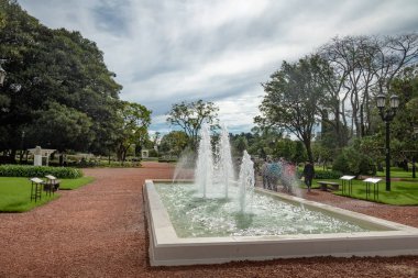 Fountain at El Rosedal Rose Park at Bosques de Palermo (Palermo Woods) - Buenos Aires, Argentina