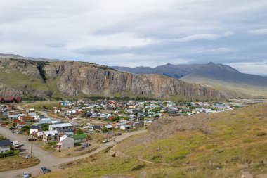 Patagonya 'daki El Chalten köyünün hava manzarası - El Chalten, Arjantin