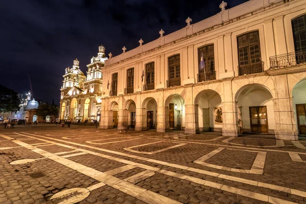 Geceleri Cabildo Cordoba Katedrali Cordoba Arjantin — Stok fotoğraf