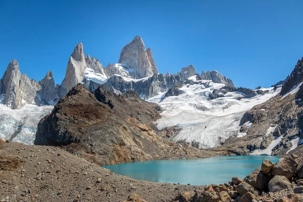 Mount Fitz Roy Laguna Los Tres Patagonii Chalten Argentyna — Zdjęcie stockowe