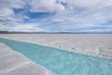 Tuzlu su havuzuna Salinas Grandes tuz düz - Jujuy, Arjantin