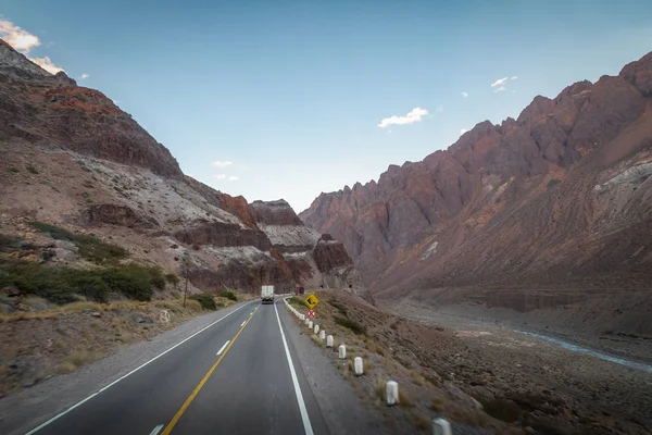 Ruta Carretera Entre Chile Argentina Través Cordillera Los Andes Provincia — Foto de Stock