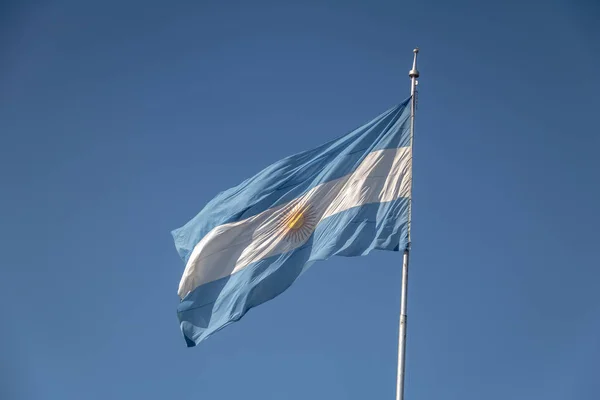 Argentina Flag Waving Blue Sky — Stock Photo, Image