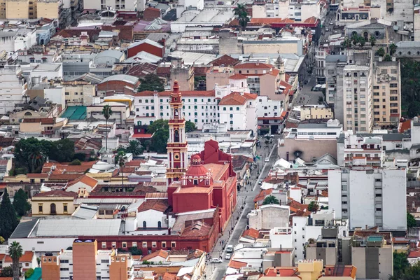 Vista Aérea Ciudad Salta Iglesia San Francisco Salta Argentina — Foto de Stock