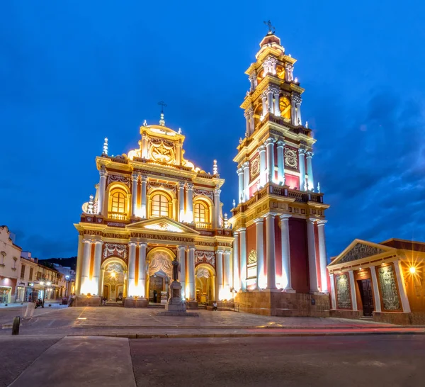 San Francisco Church Night Salta Argentina — Stock Fotó