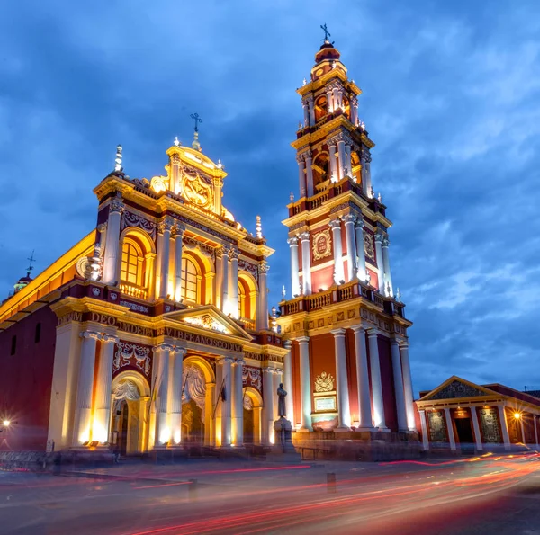 San Francisco Church Night Salta Argentina — Stock Fotó