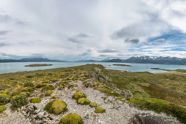 Panoramisch Uitzicht Eiland Bergen Weergave Beaglekanaal Ushuaia Tierra Del Fuego — Stockfoto