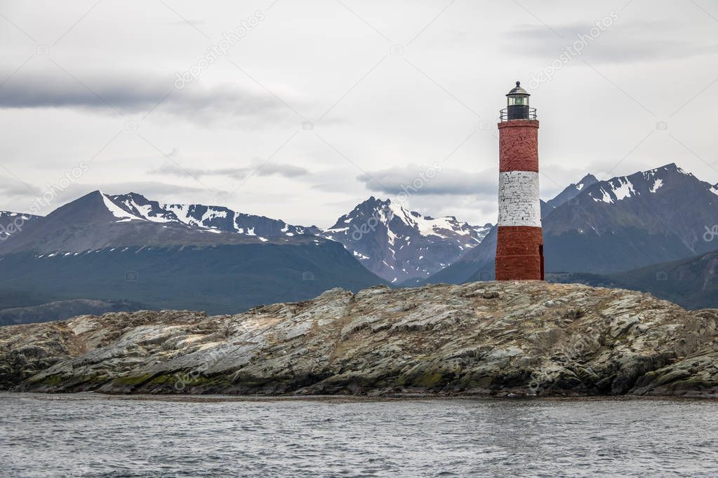 Les Eclaireurs Red and white lighthouse - Beagle Channel, Ushuaia, Argentina
