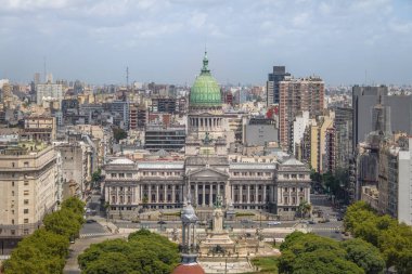Ulusal Kongre Binası Plaza Congreso - Buenos Aires, Arjantin, havadan görünümü
