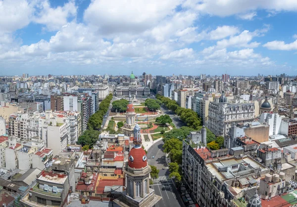 Letecký Pohled Centrum Města Buenos Aires Plaza Congreso Kongresové Náměstí — Stock fotografie