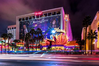 Las Vegas Strip and Flamingo Hotel Casino at night - Las Vegas, USA