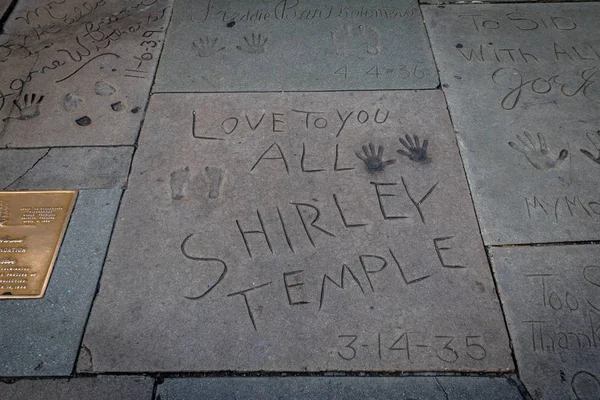 Los Angeles Usa January 2017 Shirley Temple Handprints Hollywood Boulevard — Stock Photo, Image