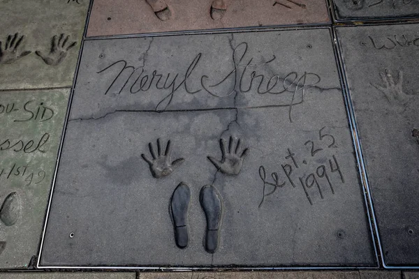 Los Angeles Usa January 2017 Meryl Streep Handprints Hollywood Boulevard — Stock Photo, Image