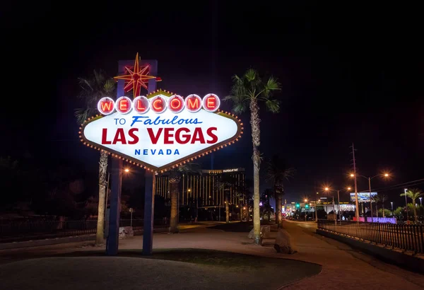 Las Vegas Diciembre 2016 Bienvenido Las Vegas Sign Por Noche — Foto de Stock