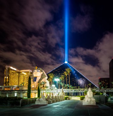 Luxor Hotel and Sky Beam at night - Las Vegas, USA