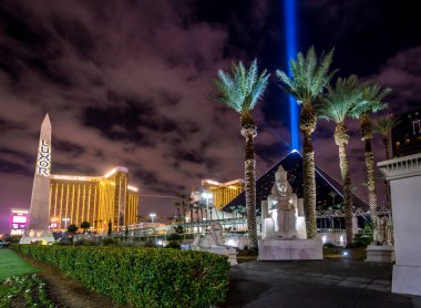 Luxor Hotel and Sky Beam at night - Las Vegas, USA