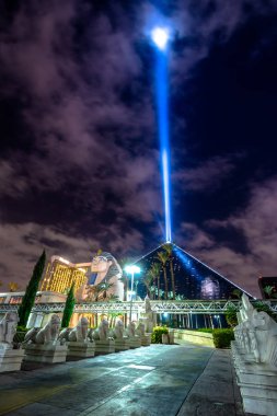 Luxor Hotel and Sky Beam at night - Las Vegas, USA