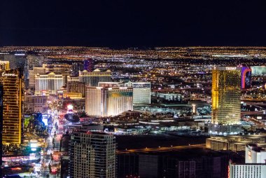 Las Vegas, Amerika Birleşik Devletleri - 22 Aralık 2016: Las Vegas Strip hava görünümünü geceleri