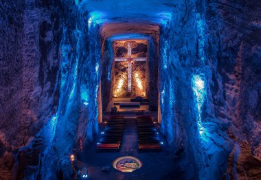 Zipaquira, Kolombiya - 22 Haziran 2016: Main Hall yeraltı tuz Katedrali - Zipaquira, Colombia