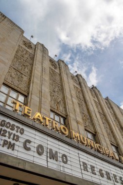 Bogota, Kolombiya - 11 Ağustos 2016: Cephe detay Belediye Tiyatrosu - Bogota, Kolombiya