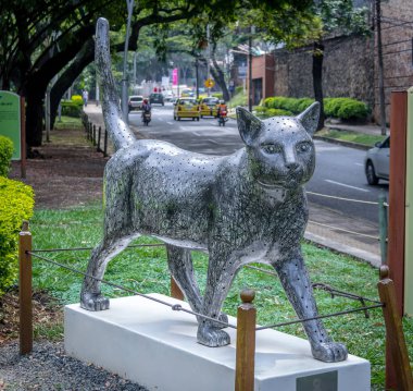 Cali, Kolombiya - 18 Haziran 2016: Kedi heykel Park'ta Cats - Cali, Colombia