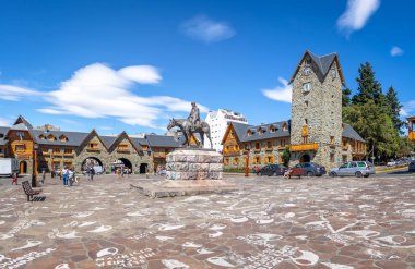 Bariloche, Argentina - Feb 15, 2018: Civic Center (Centro Civico) and main square in downtown Bariloche - Bariloche, Patagonia, Argentina
