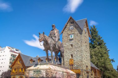 Bariloche, Argentina - Feb 15, 2018: Civic Center (Centro Civico) and main square in downtown Bariloche - Bariloche, Patagonia, Argentina