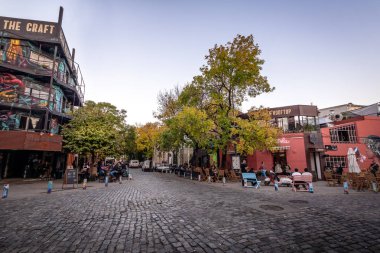 Buenos Aires, Argentina - May 11, 2018: Bar and restaurants at Palermo Soho bohemian neighborhood - Buenos Aires, Argentina