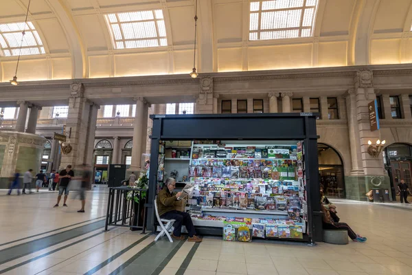 Buenos Aires, Argentina - Feb 11, 2018: Newsstand in Retiro train station - Buenos Aires, Argentina