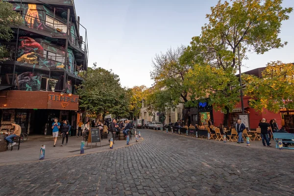 Buenos Aires, Argentina - May 11, 2018: Bar and restaurants at Palermo Soho bohemian neighborhood - Buenos Aires, Argentina