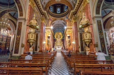 Salta, Argentina - Apr 25, 2018: Cathedral Basilica of Salta Interior - Salta, Argentina clipart