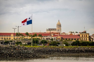 San Francisco de Asis Kilisesi Casco Viejo ve Panama bayrak - Pa