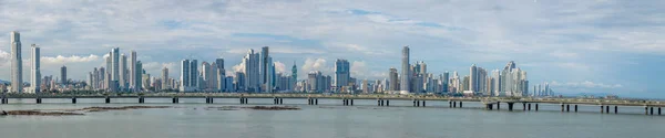 Panoramiczny Widok Panoramę Miasta Panamy Drapaczami Chmur Cinta Costera Przybrzeżnych — Zdjęcie stockowe