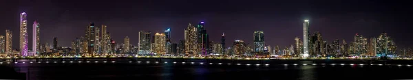 Vista Panorámica Del Horizonte Ciudad Panamá Por Noche Ciudad Panamá —  Fotos de Stock