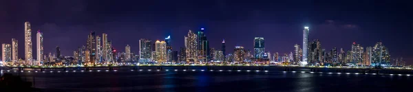 Panoramisch Uitzicht Skyline Van Panama City Nachts Panama Stad — Stockfoto