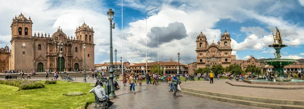 Cusco Pérou Mai 2016 Vue Panoramique Plaza Armas Avec Fontaine — Photo