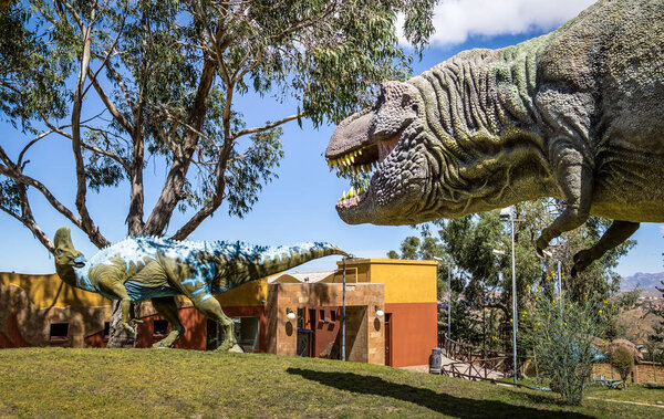 SUCRE, BOLIVIA - April 25, 2016: Dinosaur Model in Cretaceous Park of Cal Orcko - Sucre, Bolivia