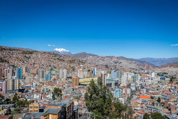 Vista Paz Com Montanha Illimani Paz Bolívia — Fotografia de Stock